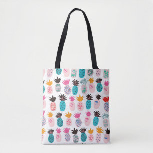 Colorful pineapple leaves, tropical doodle. tote bag