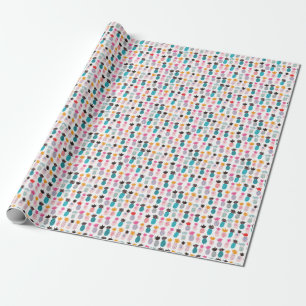 Colorful pineapple leaves, tropical doodle. wrapping paper