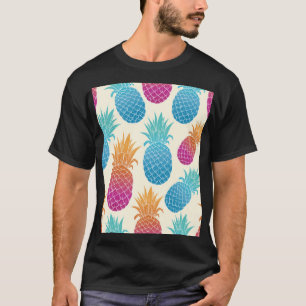 Colorful Pineapple Light Yellow Background T-Shirt