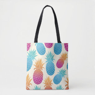 Colorful Pineapple Light Yellow Background Tote Bag