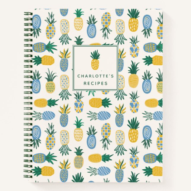 Colorful Pineapple Personalized Recipe Notebook (Front)