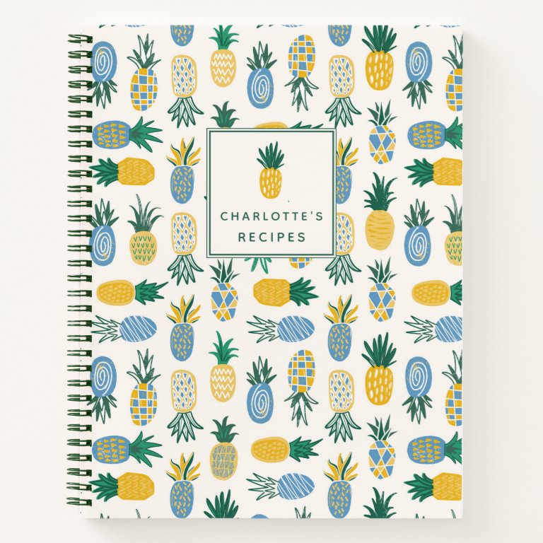 Colorful Pineapple Personalized Recipe Notebook