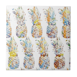 Colorful Pineapple Print Ceramic Tile