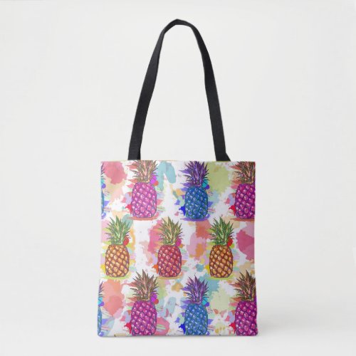 Colorful Pineapple Seamless Pattern Tote Bag