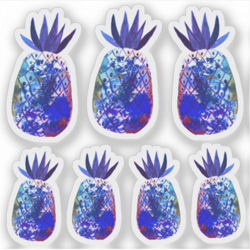 Colorful Pineapple Watercolor Art Purple Set Sticker