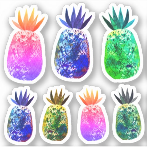 Colorful Pineapple Watercolor Art Variety Set Sticker