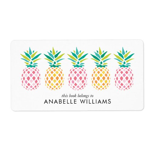 Colorful Pineapples Bookplate Labels