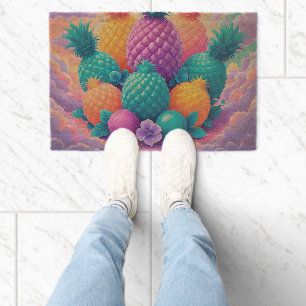 Colorful pineapples fiber doormat