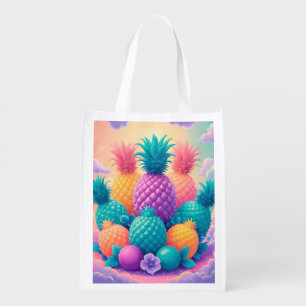 Colorful pineapples grocery bag