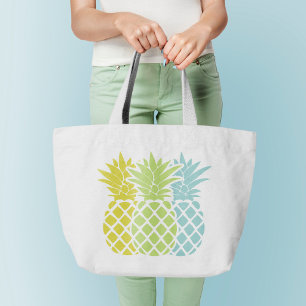 Colorful Pineapples Large Tote Bag