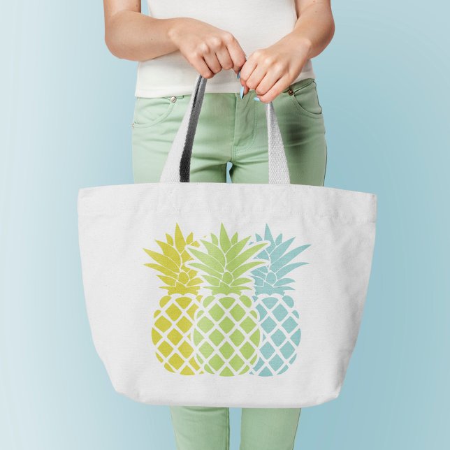 Colorful Pineapples Large Tote Bag (Creator Uploaded)