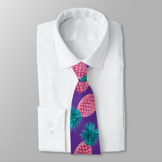 Colorful Pineapples Neck Tie (Tied)