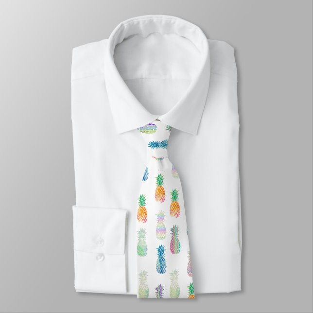 colorful pineapples neck tie (Tied)