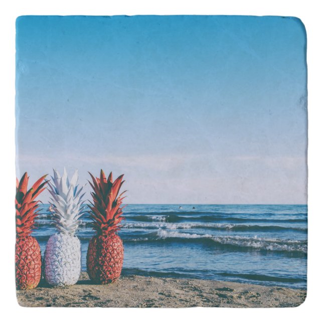 Colorful Pineapples on the Beach Trivet (Front)