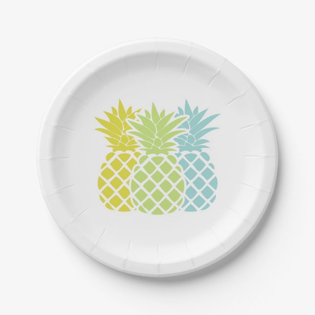 Colorful Pineapples Paper Plates (Front)