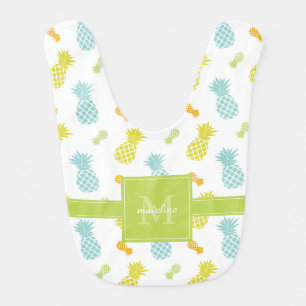 Colorful Pineapples Pattern Monogrammed Bib