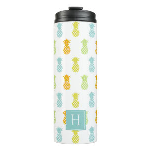 Colorful Pineapples Pattern Monogrammed Thermal Tumbler