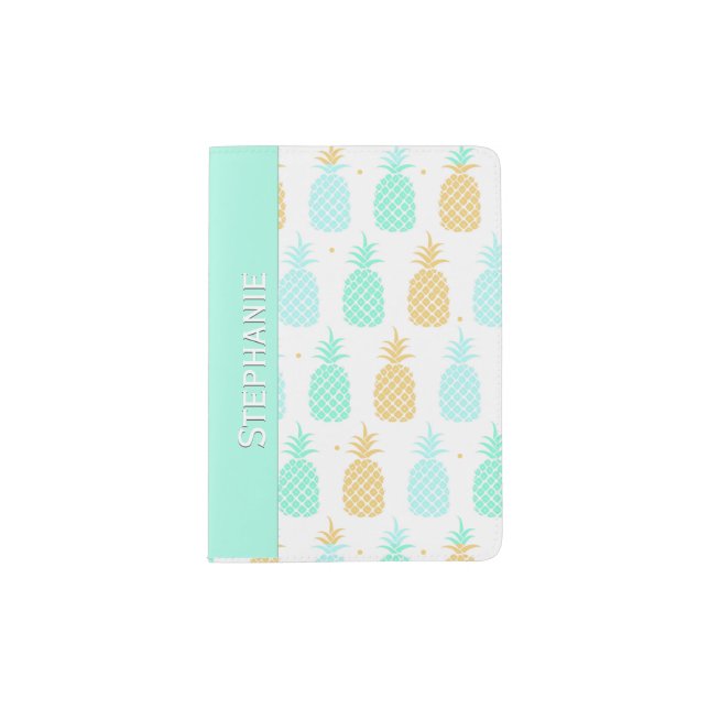 Colorful Pineapples Personalized Passport Holder (Front)
