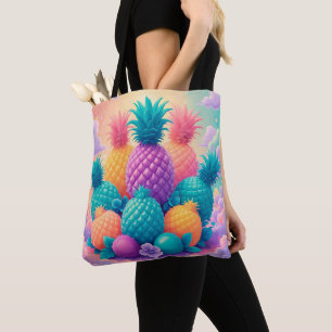 Colorful pineapples tote bag