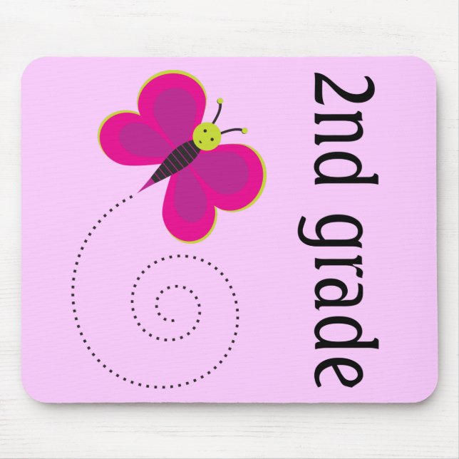 Colorful Pink 2nd Grade Teacher Mousepad (Front)
