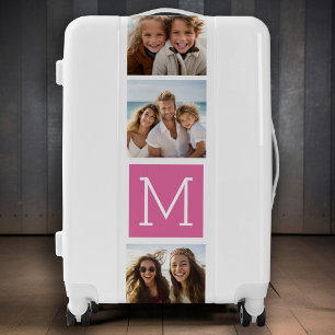 Colorful Pink 3 Photo Film Strip Monogram Luggage