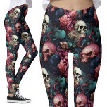 Colorful Pink Alien Skulls Floral Gothic Leggings<br><div class="desc">Floral Skulls Yoga Leggings | Alternative Style Dive into the extraordinary with these Colorful Pink Alien Skulls Floral Yoga Leggings. Featuring underwater tentacles, coral skulls, and unique peach-colored flowers, these leggings are a statement of alternative and gothic style. Perfect for everyday wear or making a bold statement at the gym,...</div>