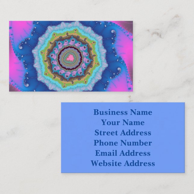Colorful Pink and Blue Fractal Business Card (Front/Back)