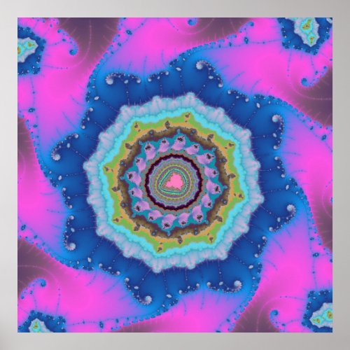 Colorful Pink and Blue Fractal Poster