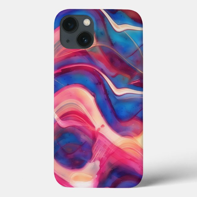 Colorful Pink and Blue Marble Art Phone Case (Back)