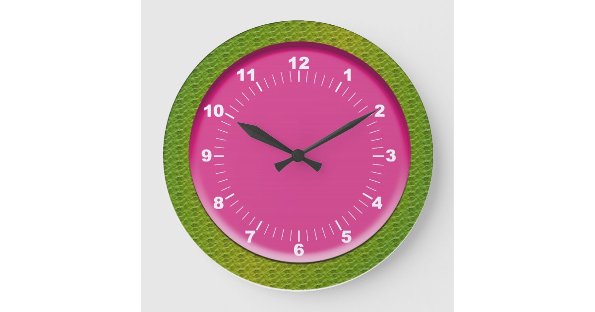 Colorful Pink and Green Wall Clock | Zazzle
