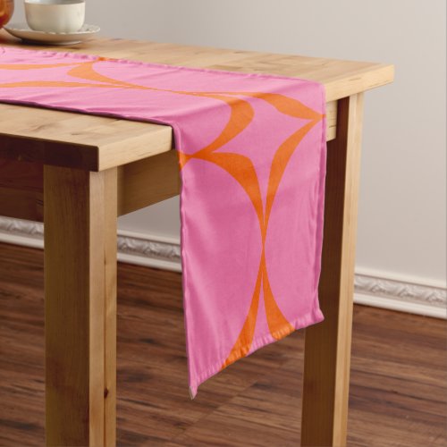 Colorful Pink and Orange Retro Mid Mod Pattern   Short Table Runner