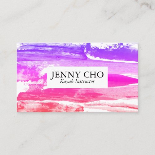 Colorful pink and purple sunset paint stripe business card