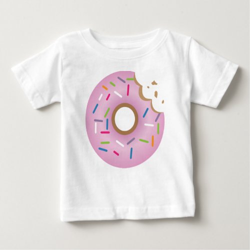 Colorful Pink Bitten Sprinkles Donut Baby T_Shirt