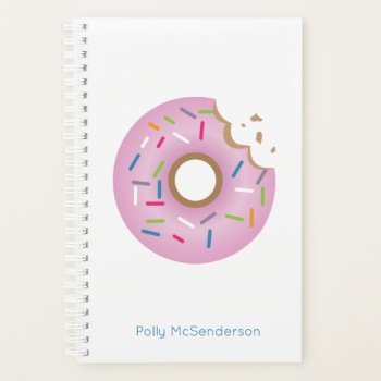 Colorful Pink Bitten Sprinkles Donut Planner by nyxxie at Zazzle