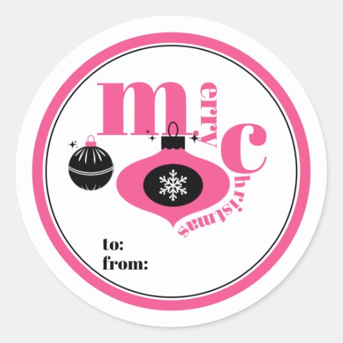 Colorful Pink  Black Christmas Stickers For Gifts