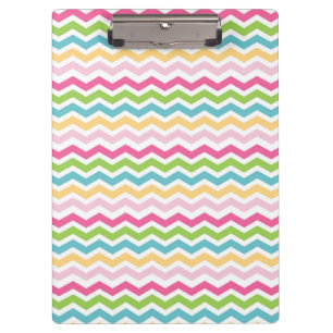 Colorful Pink Blue Green Yellow Chevron Stripes Clipboard