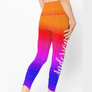 Colorful Pink Blue Orange Ombre Effect Name  Leggings