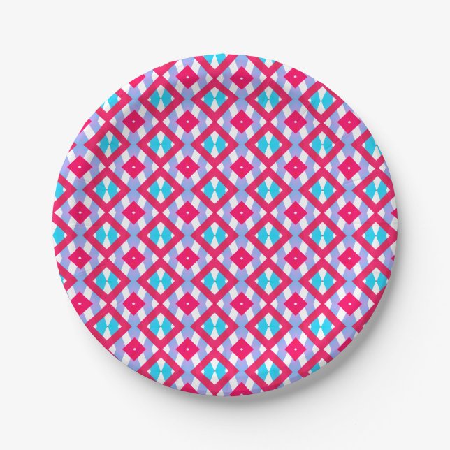 Colorful Pink blue purple  Paper Plates (Front)