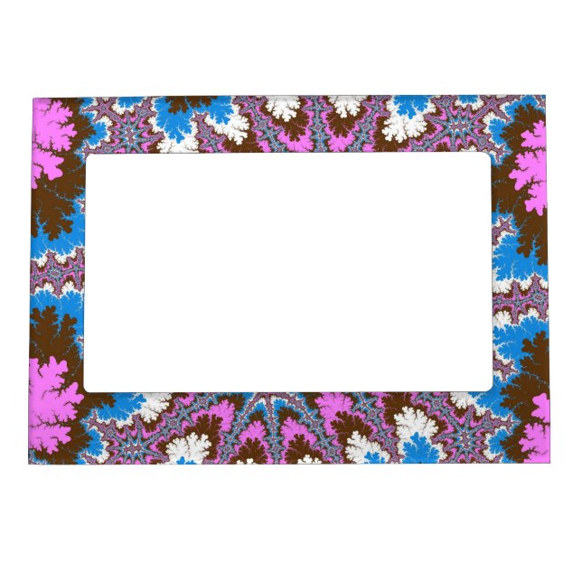 Colorful Pink, Brown and Light Blue Fractal Magnetic Frame (Front)