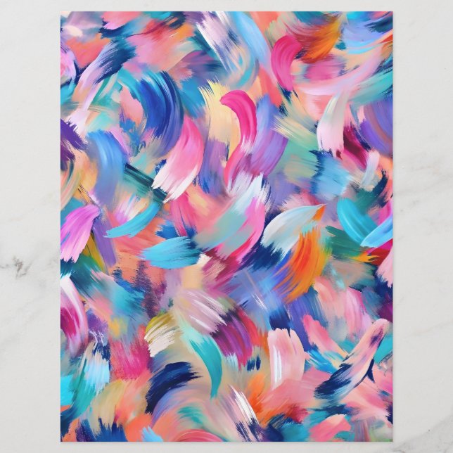 Colorful pink brush strokes scrapbook paper (Front)
