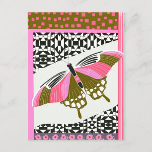 Colorful Pink Butterfly Patterned Nature Lovers Postcard