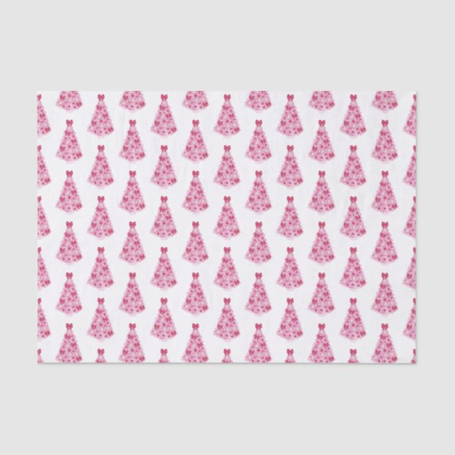 Colorful Pink Christmas Tree Tissue Paper (Front)