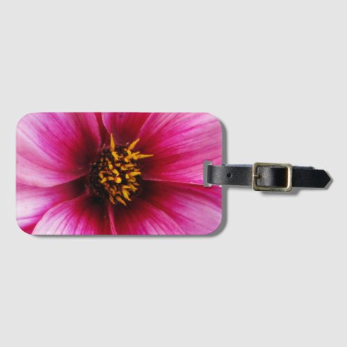 Colorful Pink Dahlia Flower Detail Luggage Tag