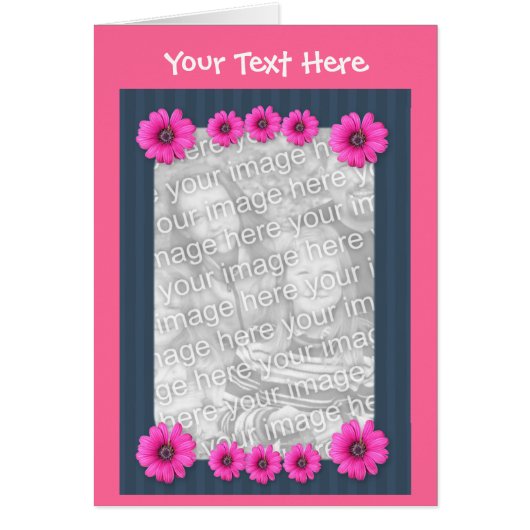 Colorful Pink Daisy Flowers Photo Card (Front)