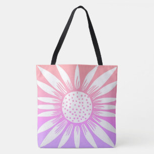 Colorful Pink Daisy Sunflower FLower Tote Bag
