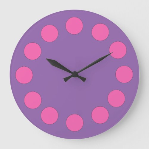 Colorful Pink Dots on Custom Color Large Clock