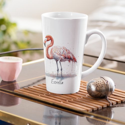 Colorful Pink Flamingo customizable Latte Mug