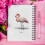 Colorful Pink Flamingo, customizable Planner<br><div class="desc">Painting of a colorful pink flamingo standing in the water in pointillism style</div>