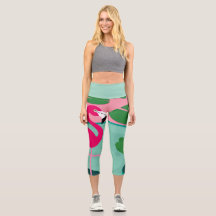Colorful Pink Flamingo Tropical Paradise Capri Leg
