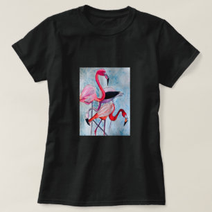 Colorful pink flamingo watercolor art T-Shirt